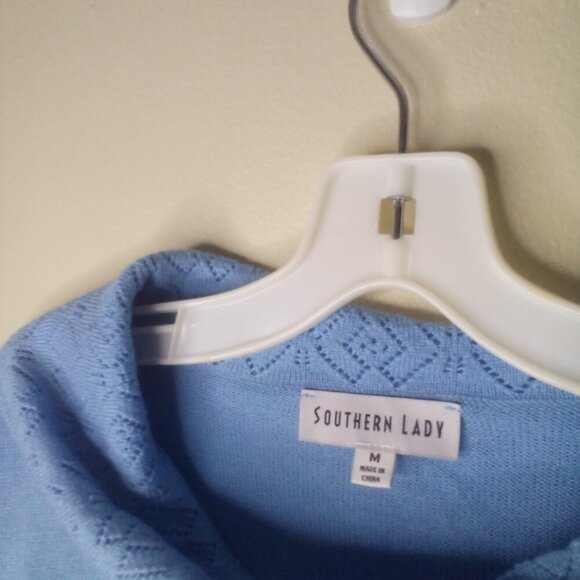 Southern Lady Sweater Pullover M Long Sleeve Cowl Neck Blue - Picture 7 of 16
